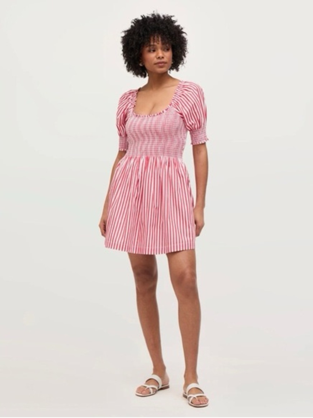 Hill House Naia Nap Dress Red and White Stripe Size Small